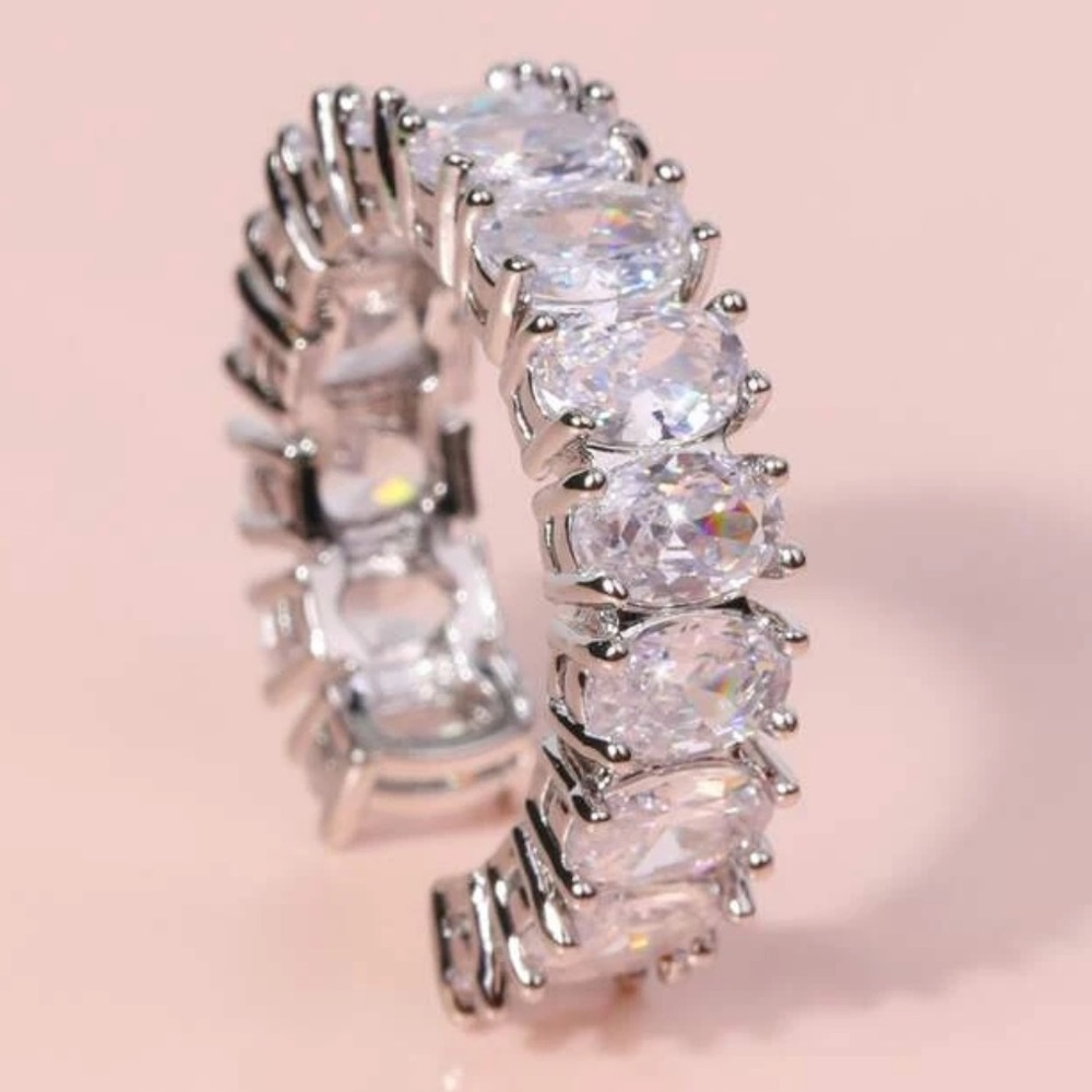 Men’s Zircon Bling Silver cuff ring